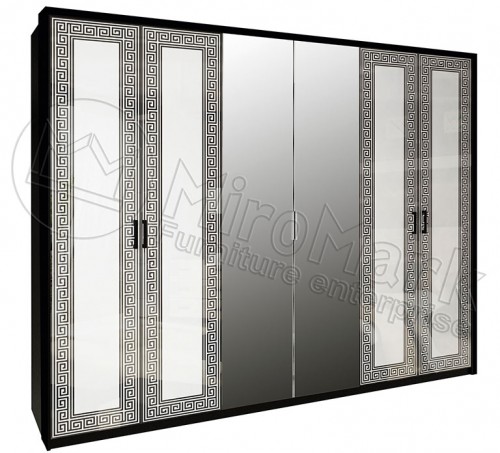 ​ШАФА Віола 6дв МіроМарк Глянець Білий/Чорний Матовий